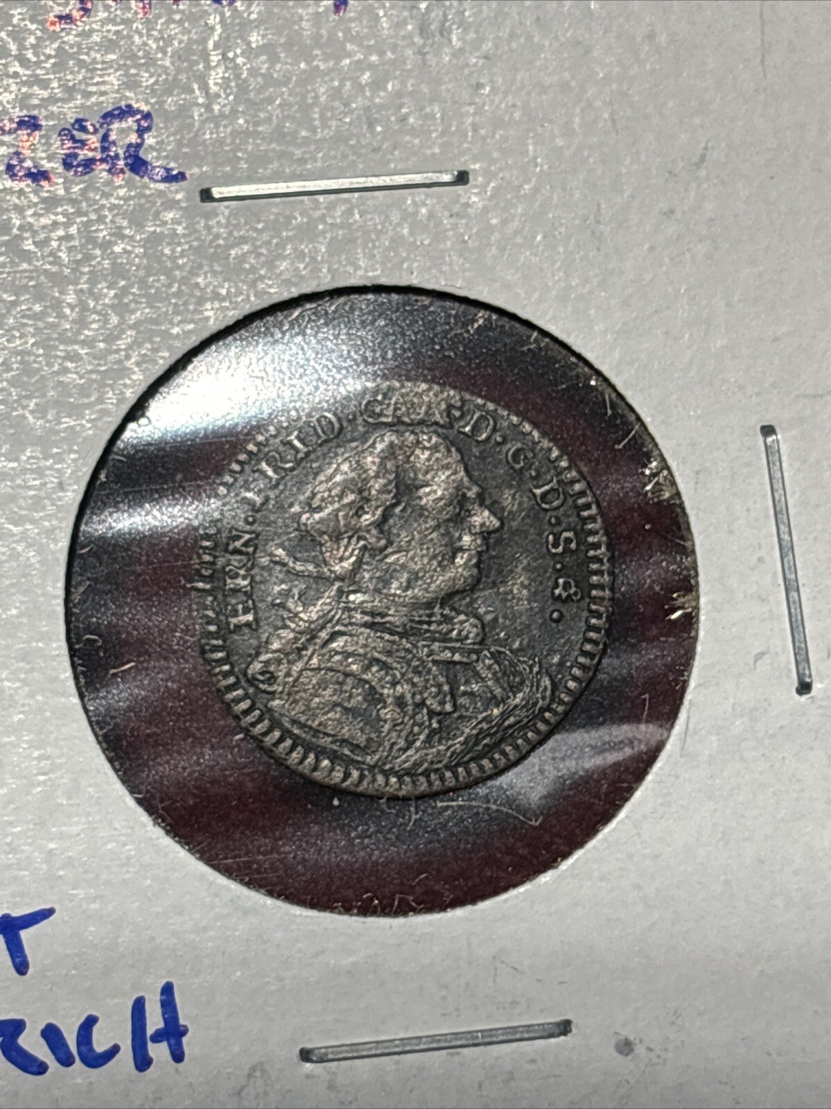 German State 1760 Silver One Kreuzer Saxony Ernst Friedrich Karl