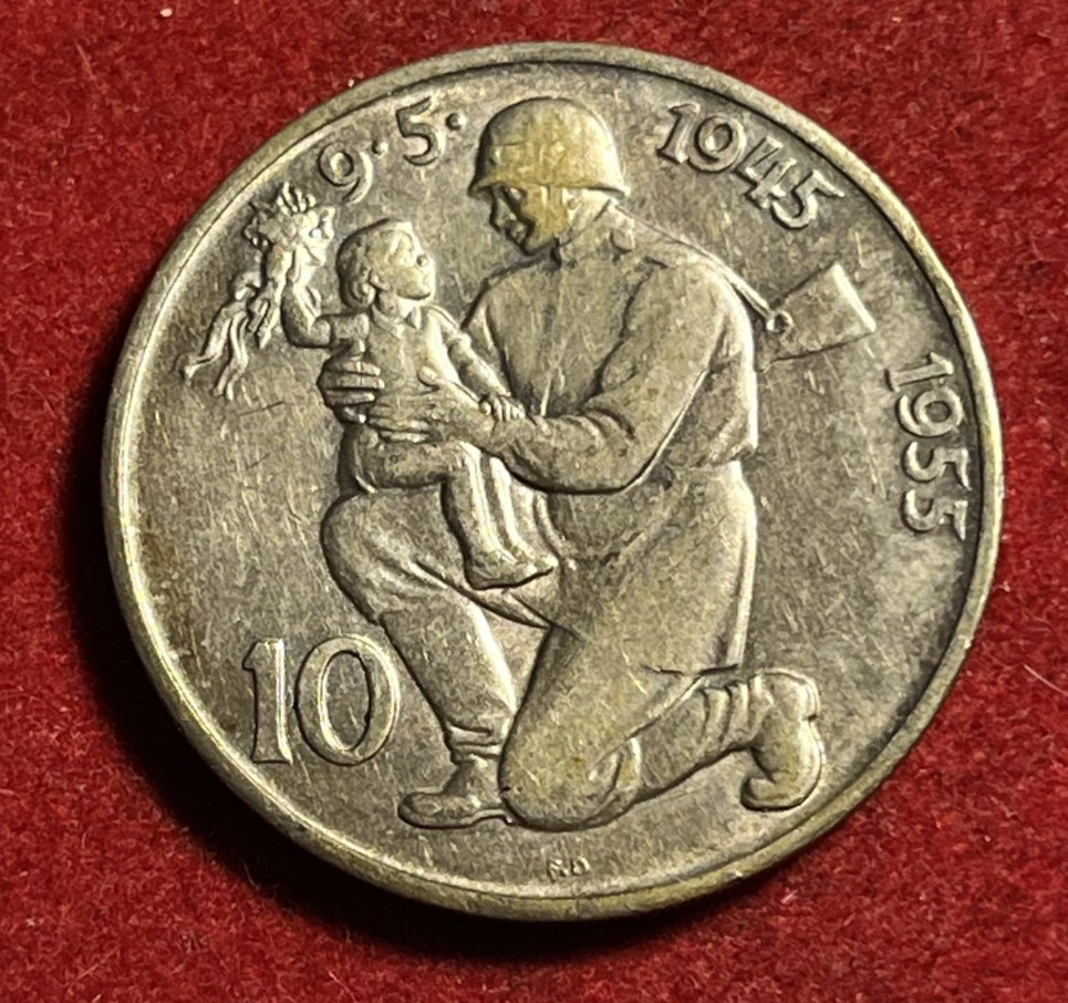 Czechoslovakia 10 Korun 1955 AU Silver Coin KM#42 T12092