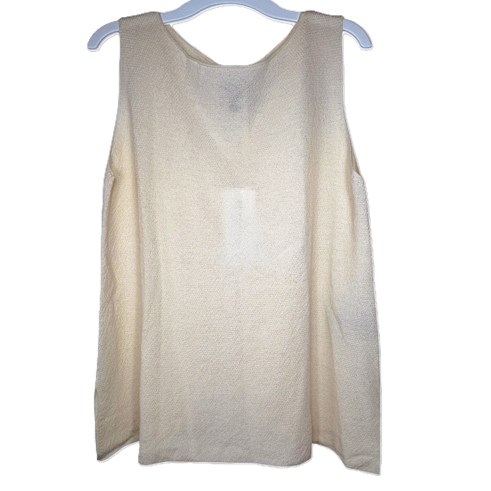 NWT Eileen Fisher Boatneck Shell Sweater Tank Womens Small Cream Crepe Minimal