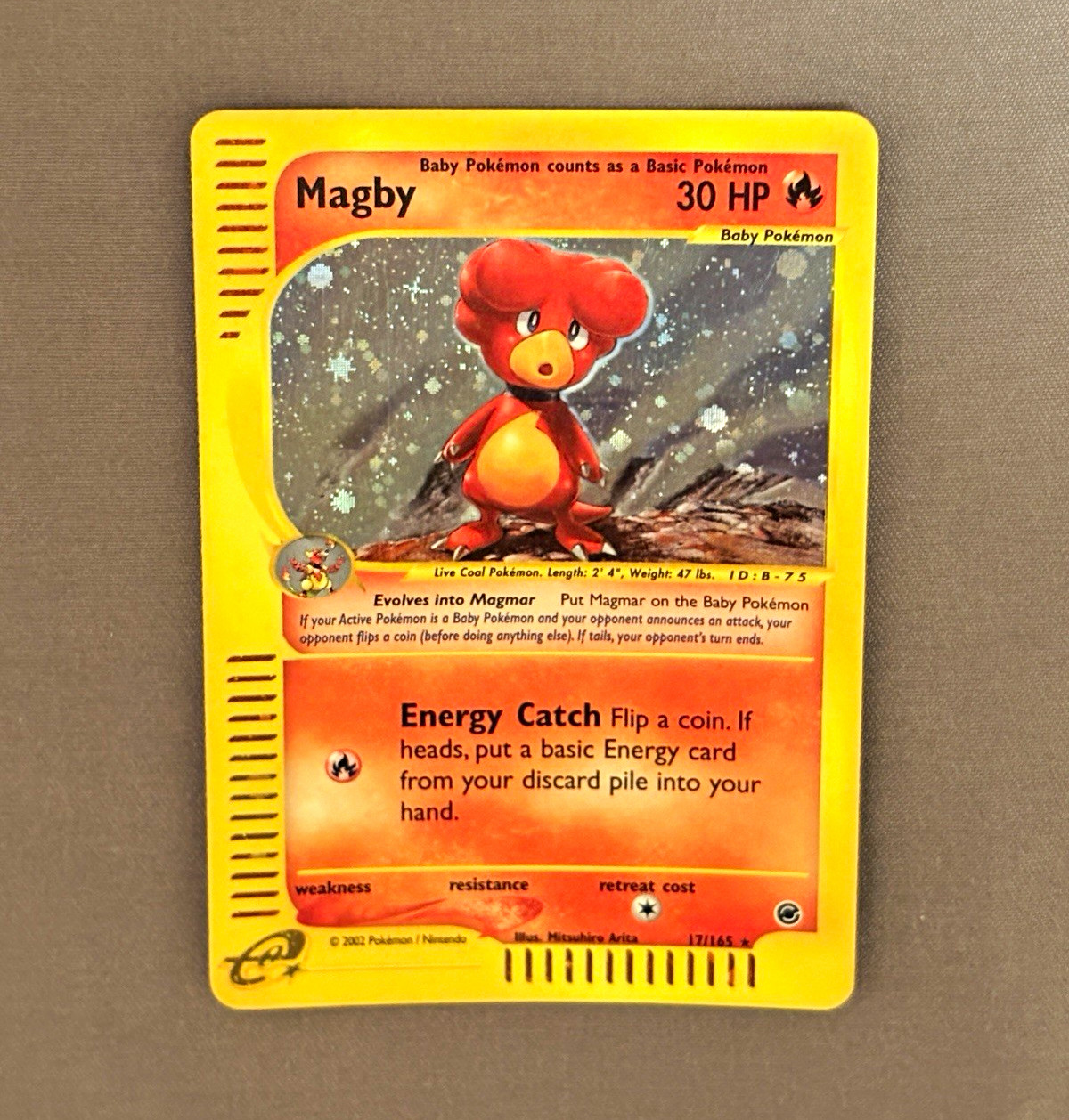 Pokémon Magby 17/165 Expedition Base Set e-Reader Holo Rare 30 HP English 2002 Pokémon Magby 17/165 Expedition Base Set e-Reader Holo Rare 30 HP English 2002
