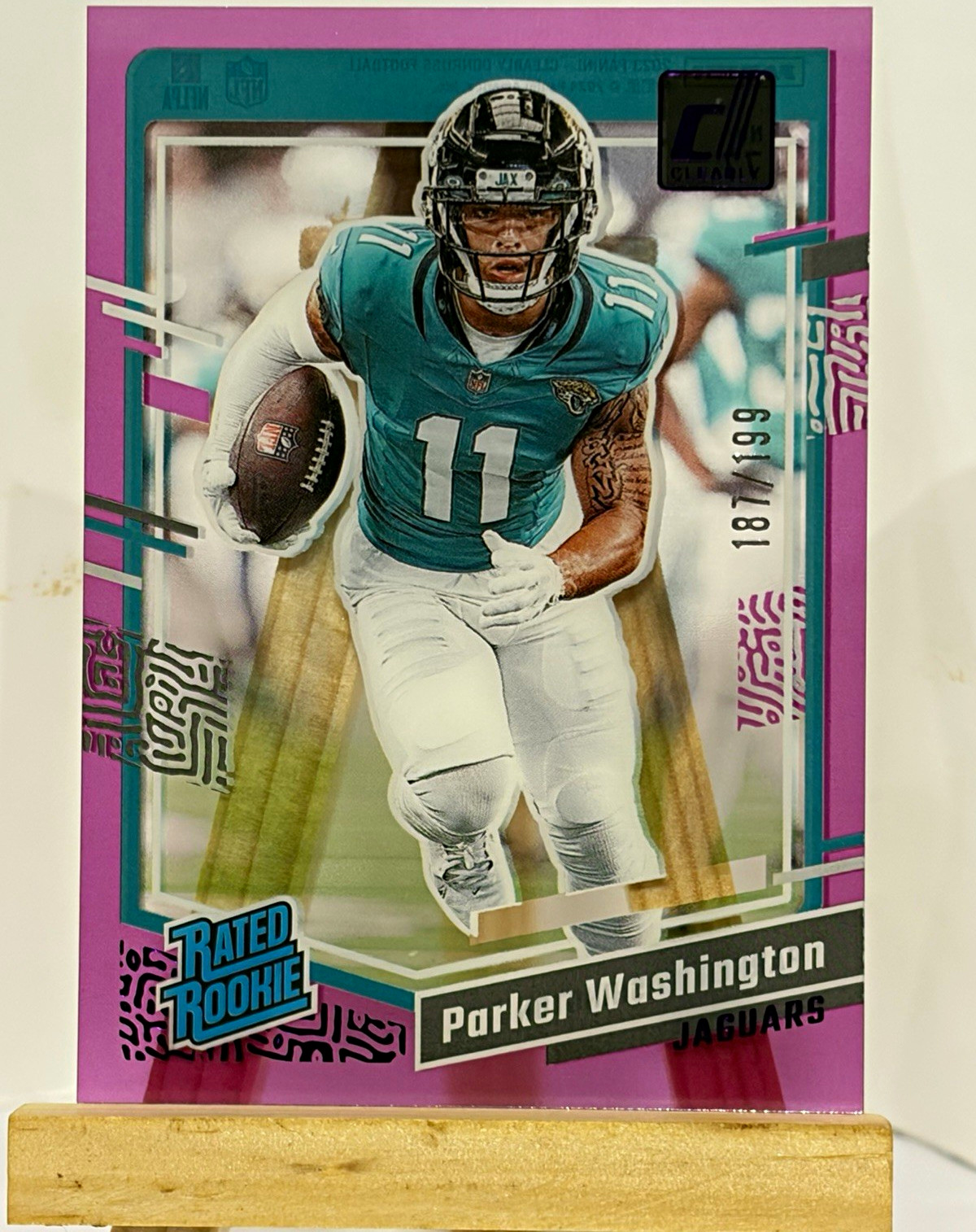 Panini 2023 Clearly Donruss Parker Washington Jaguars Rated Rookie #77 187/199 Panini 2023 Clearly Donruss Parker Washington Jaguars Rated Rookie #77 187/199