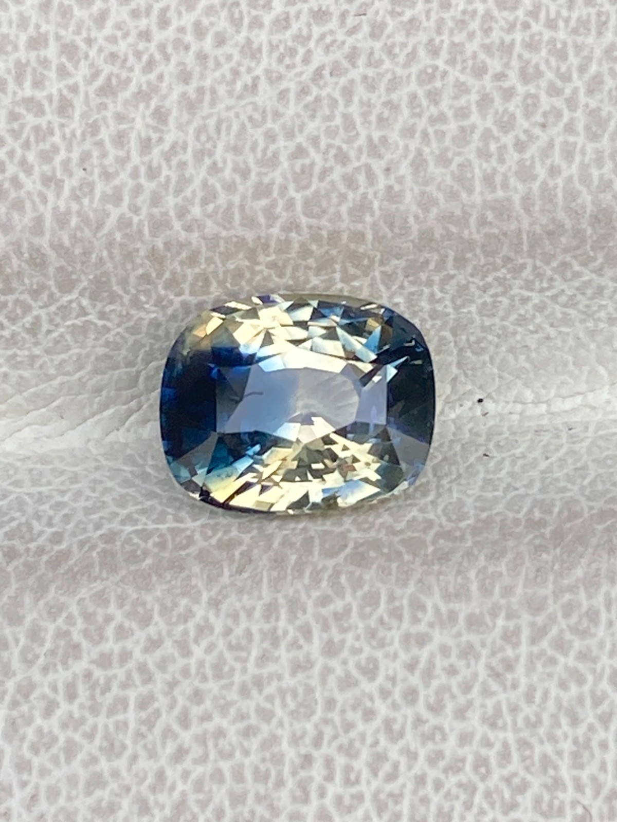 1.65ct Natural Ceylon Bi-Color Sapphire Blue Yellow Cushion Unheated
