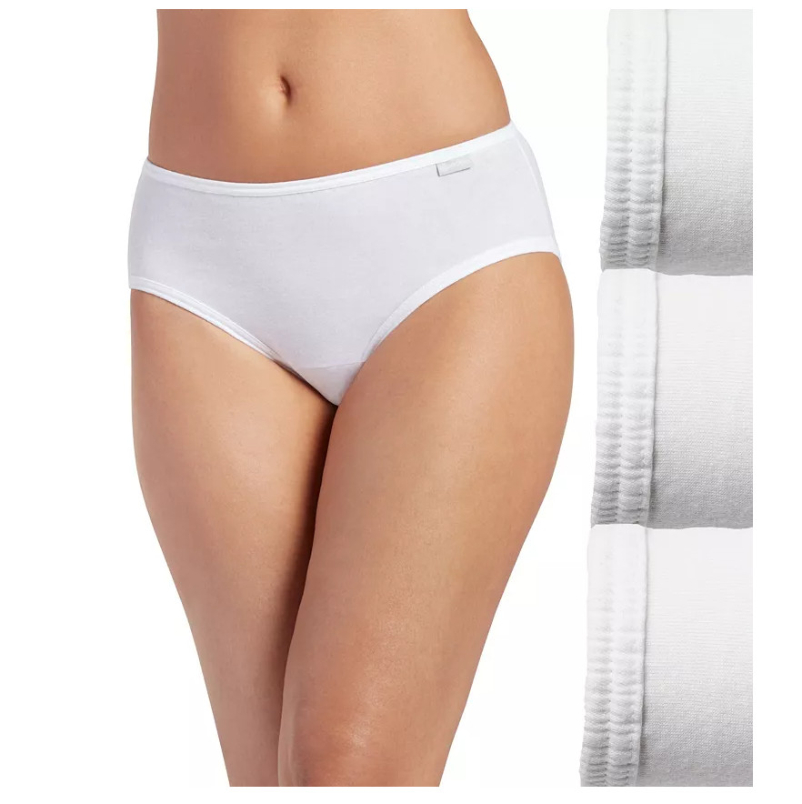 Women\'s Jockey 3-Pack Hipsters (WHITE COLOR) 100% Cotton Comfort Underwear