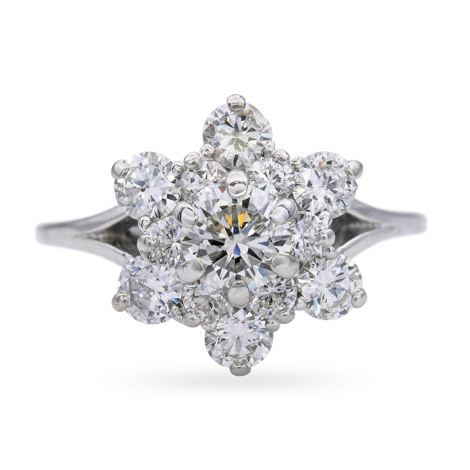 Vintage White Gold 1.52tcw H Si Diamond Ring