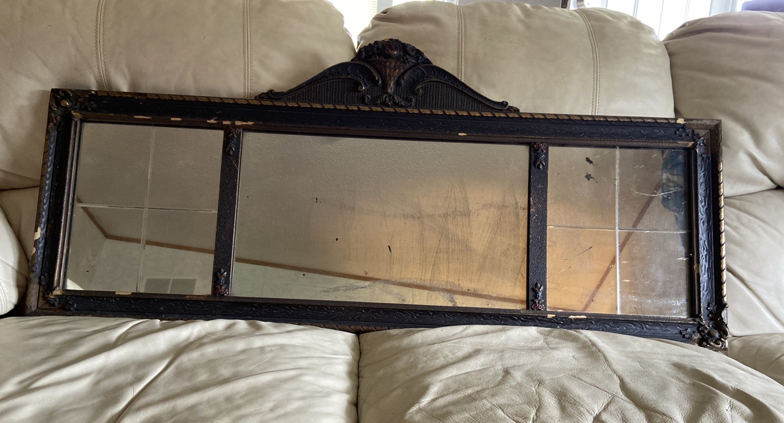 RARE Antique 19th Century Victorian Parlor 3 panel bevel Mirror Chicago IL VTG