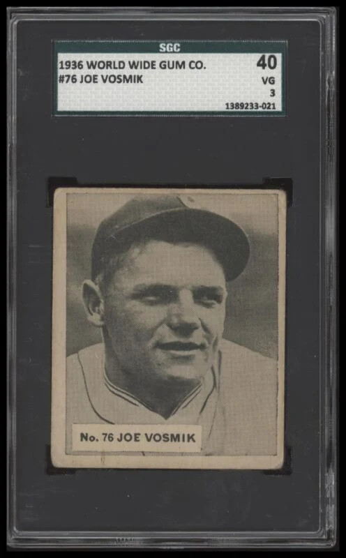 1936 WORLD WIDE GUM JOE VOSMIK 76 VG V355 SGC 3 BASEBALL ST. LOUIS BROWNS