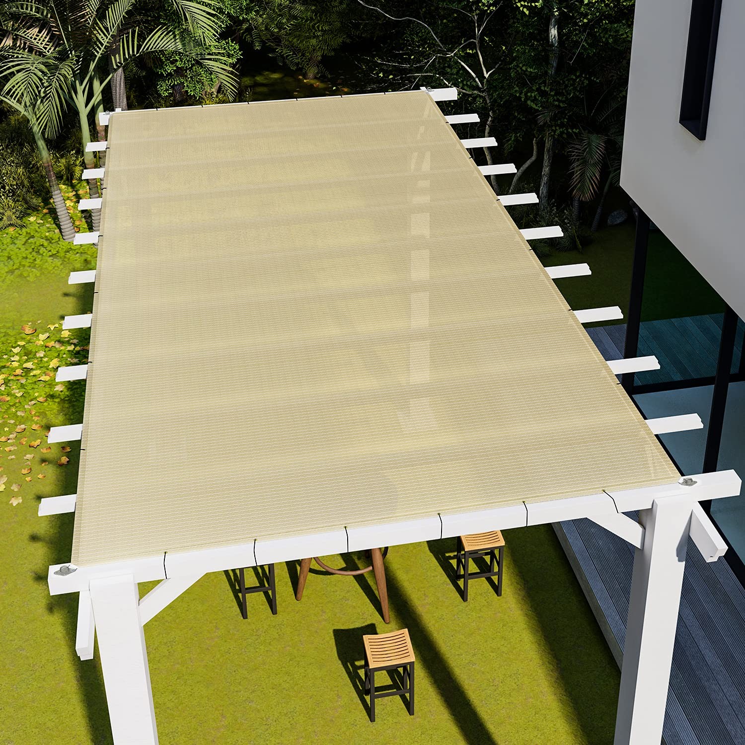 E&K Sunrise 12\' x 20\' Straight Edge Sun Shade Sail D-Ring Grommets UV Block E&K Sunrise 12\' x 20\' Straight Edge Sun Shade Sail D-Ring Grommets UV Block
