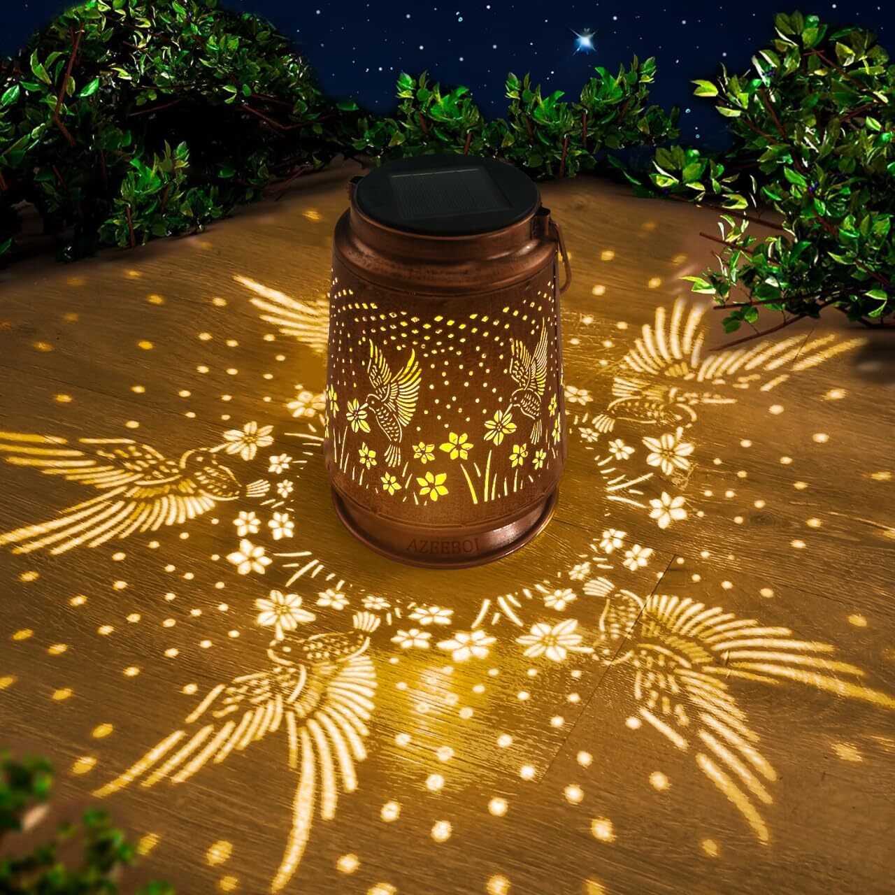 Solar Lantern Hanging Light LED Hummingbird Outdoor Garden Lamp Waterproof Decor