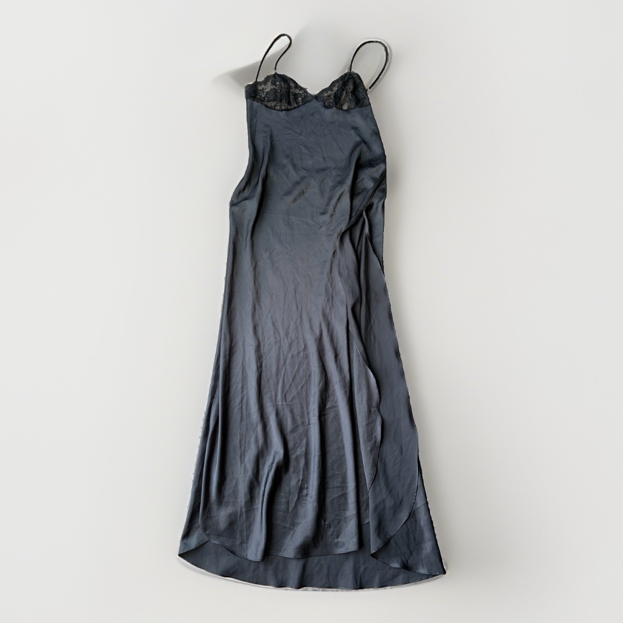 Vtg Fredericks of Hollywood Black Lace Slip Dress Maxi Nightgown Lingerie L
