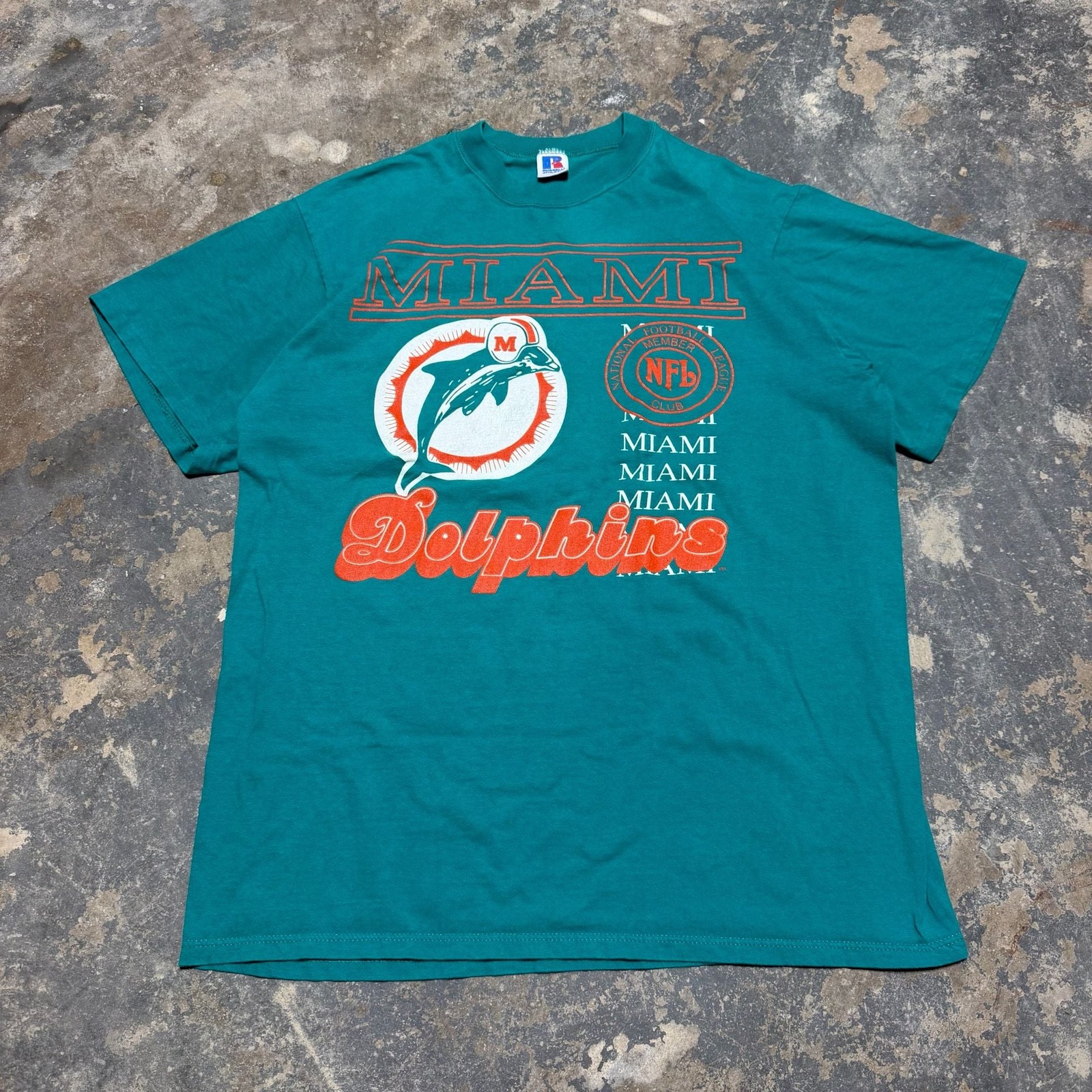 Vintage Russell Athletic Miami Dolphins NFL T-Shirt Teal