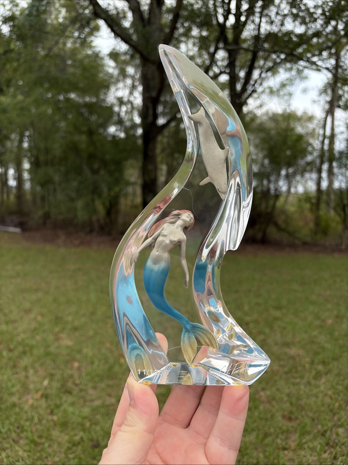 “ Ocean Friends” C.A Pardell Lucite sculpture #11 Of 1250 8&3/4” inches tall