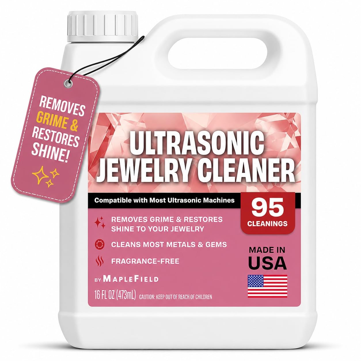 Maplefield Ultrasonic Jewelry Cleaner Solution  Concentrated Formula & Ultras...