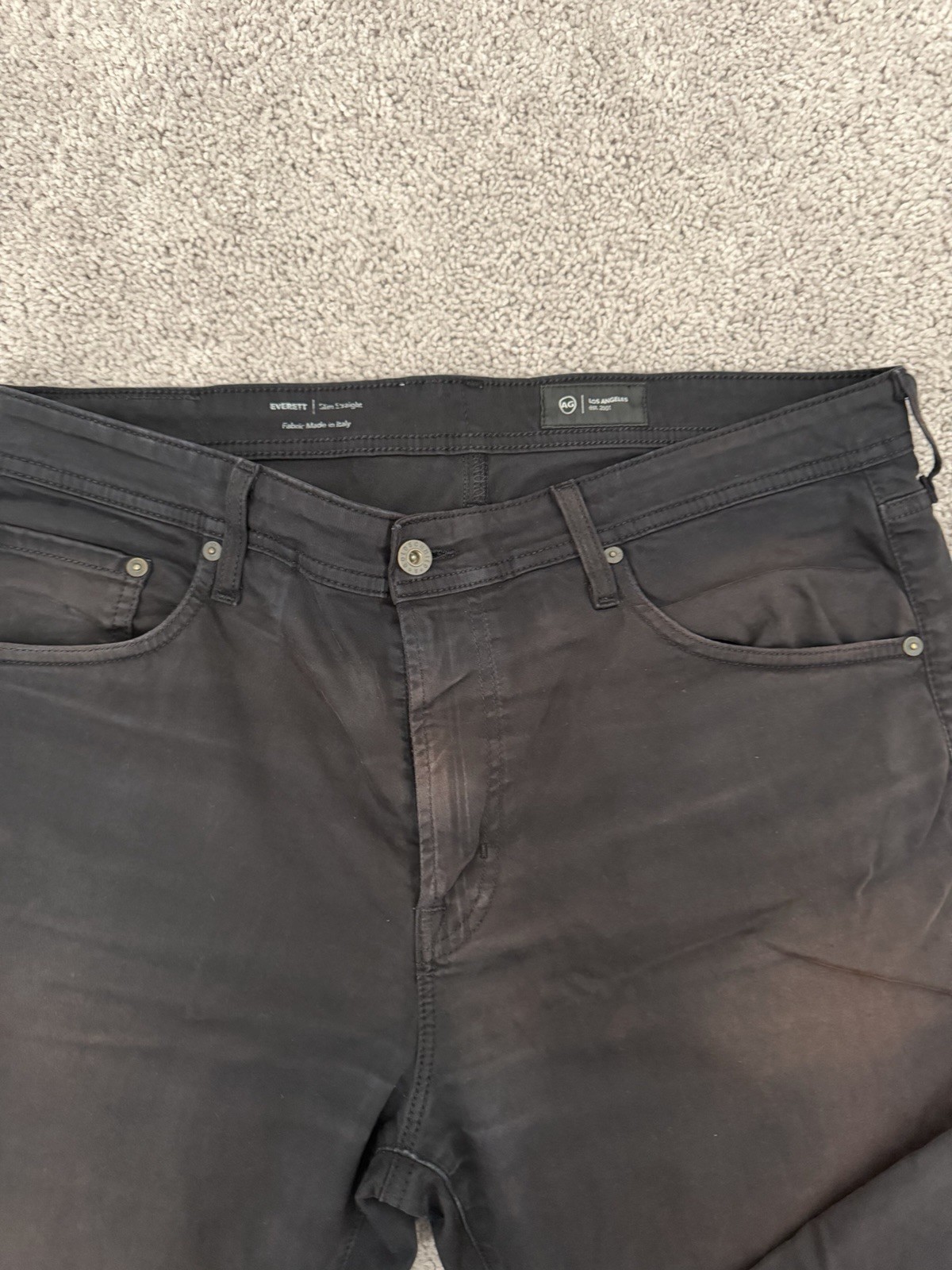 AG Adriano Goldschmied  Everett Jeans Slim Straight Black Dark Wash Sz 36x32