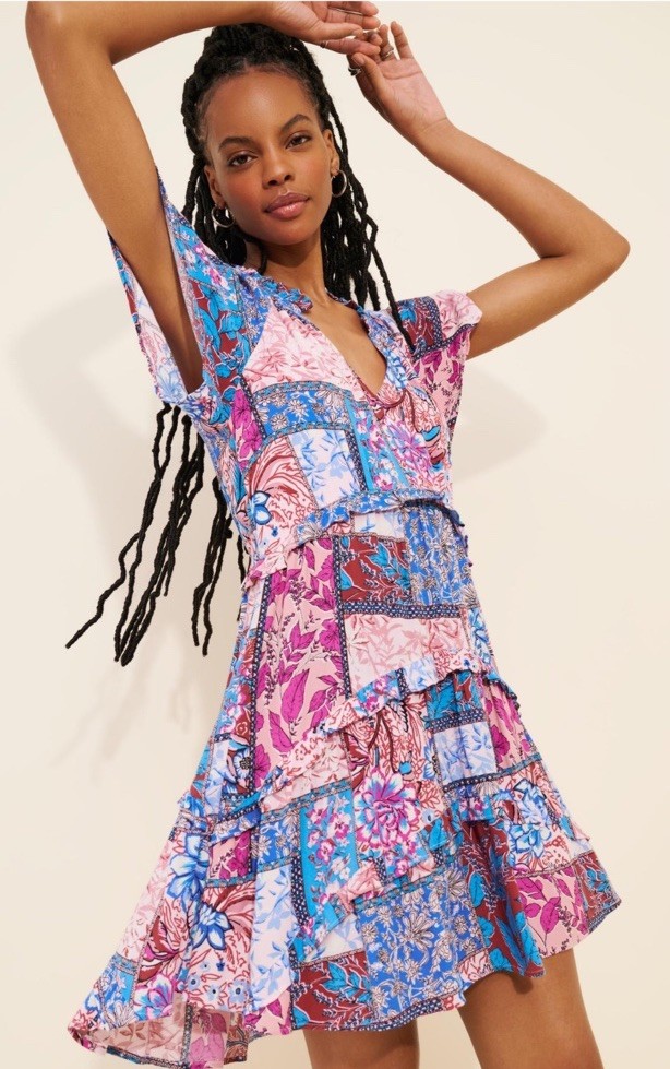 NWT Anthropologie size S Robin tiered patchwork mini dress bohemian NWT Anthropologie size S Robin tiered patchwork mini dress bohemian
