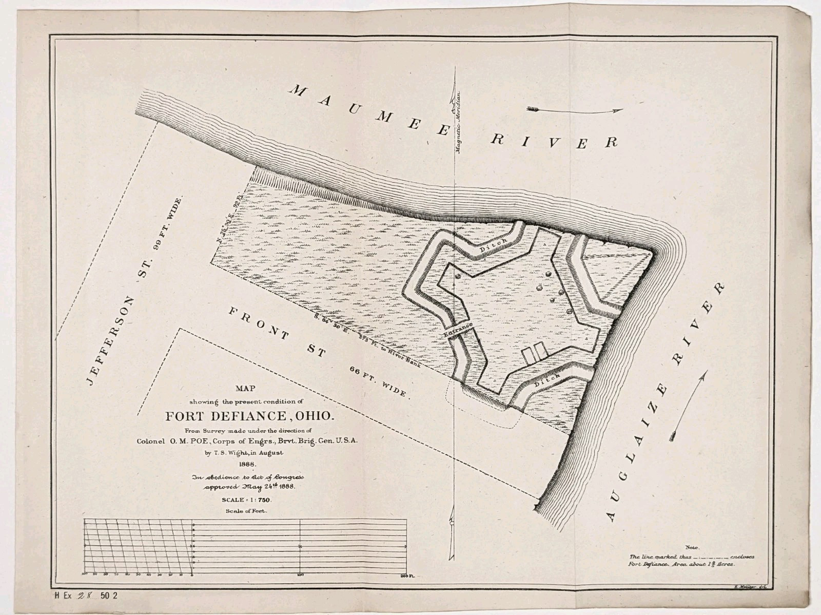 1888 FORT DEFIANCE - OHIO Map Auglaize River - Maumee River U.S. CORPS ENGINEERS 1888 FORT DEFIANCE - OHIO Map Auglaize River - Maumee River U.S. CORPS ENGINEERS