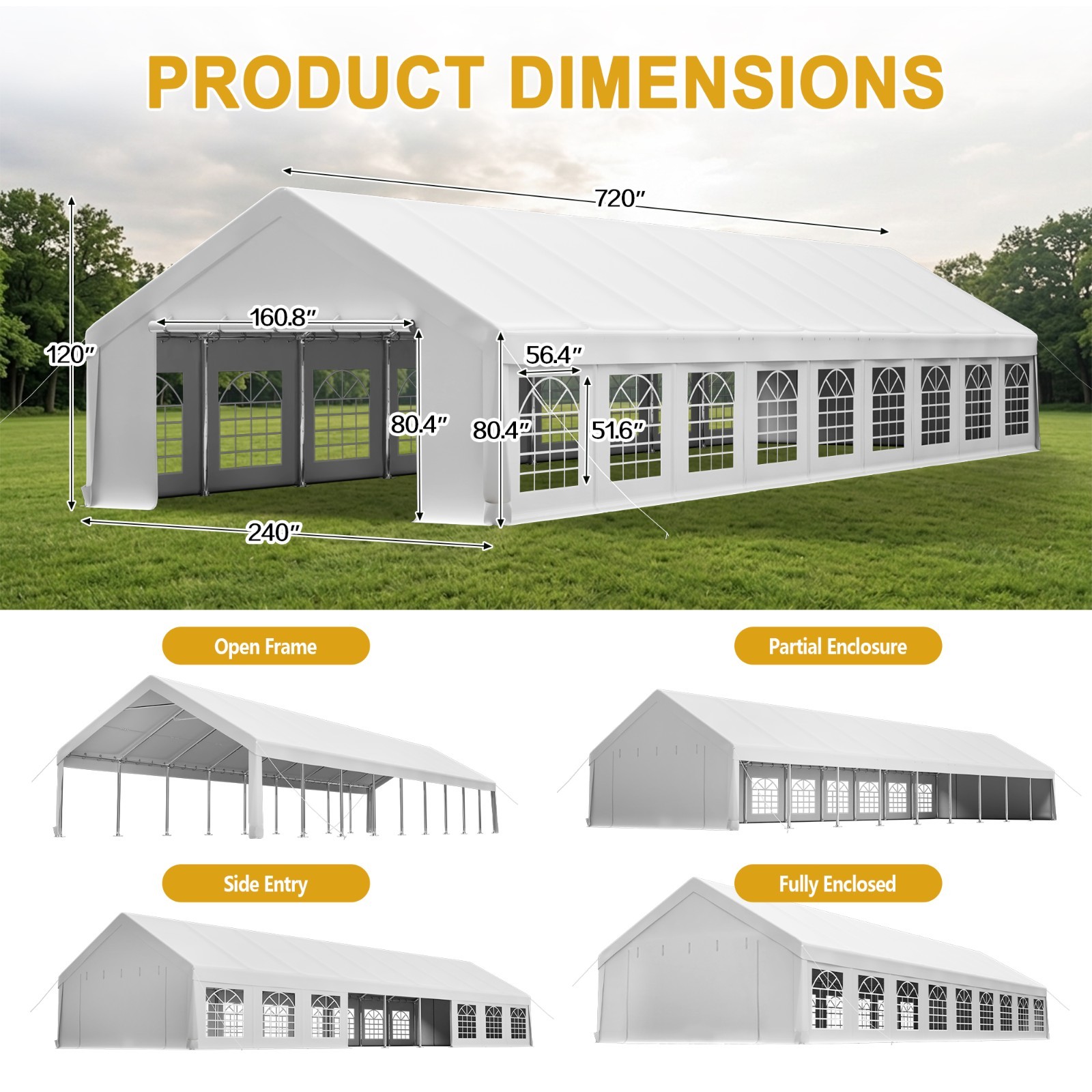 White Heavy Duty Party Tent Carport 16x32 20x20 20x32 20x40 20x50 20x60 FT