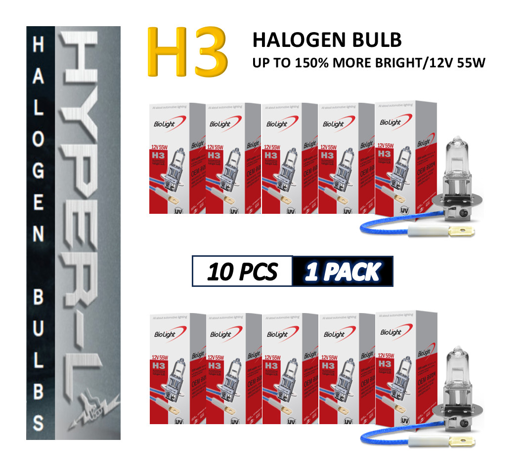 H3 Halogen 12V 55W Super Bright Upgrade Headlight Bulb(10 PACK)