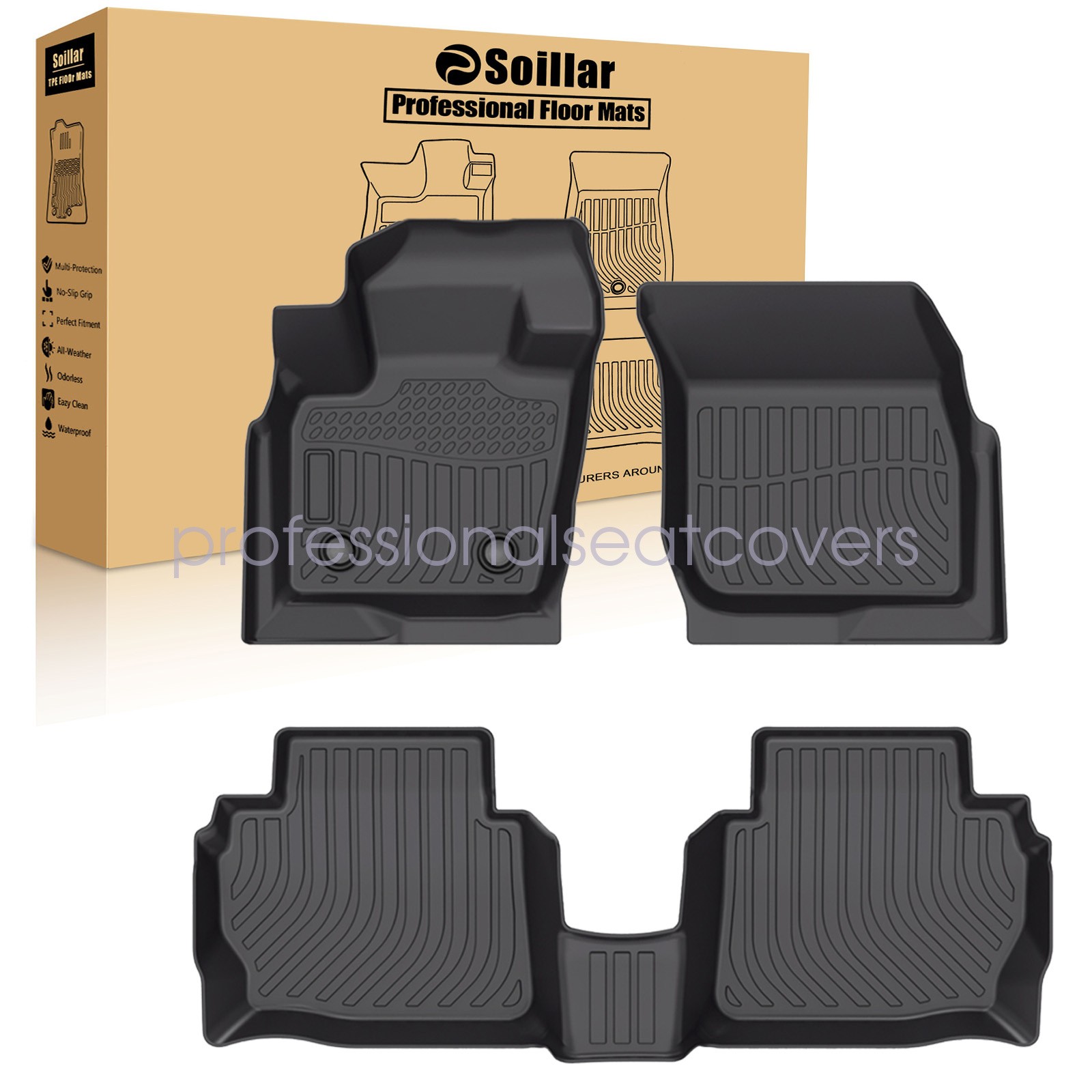 3D TPE Floor Mats Liners For 2013 2014 2015 2016 Ford Fusion All-Weather Black