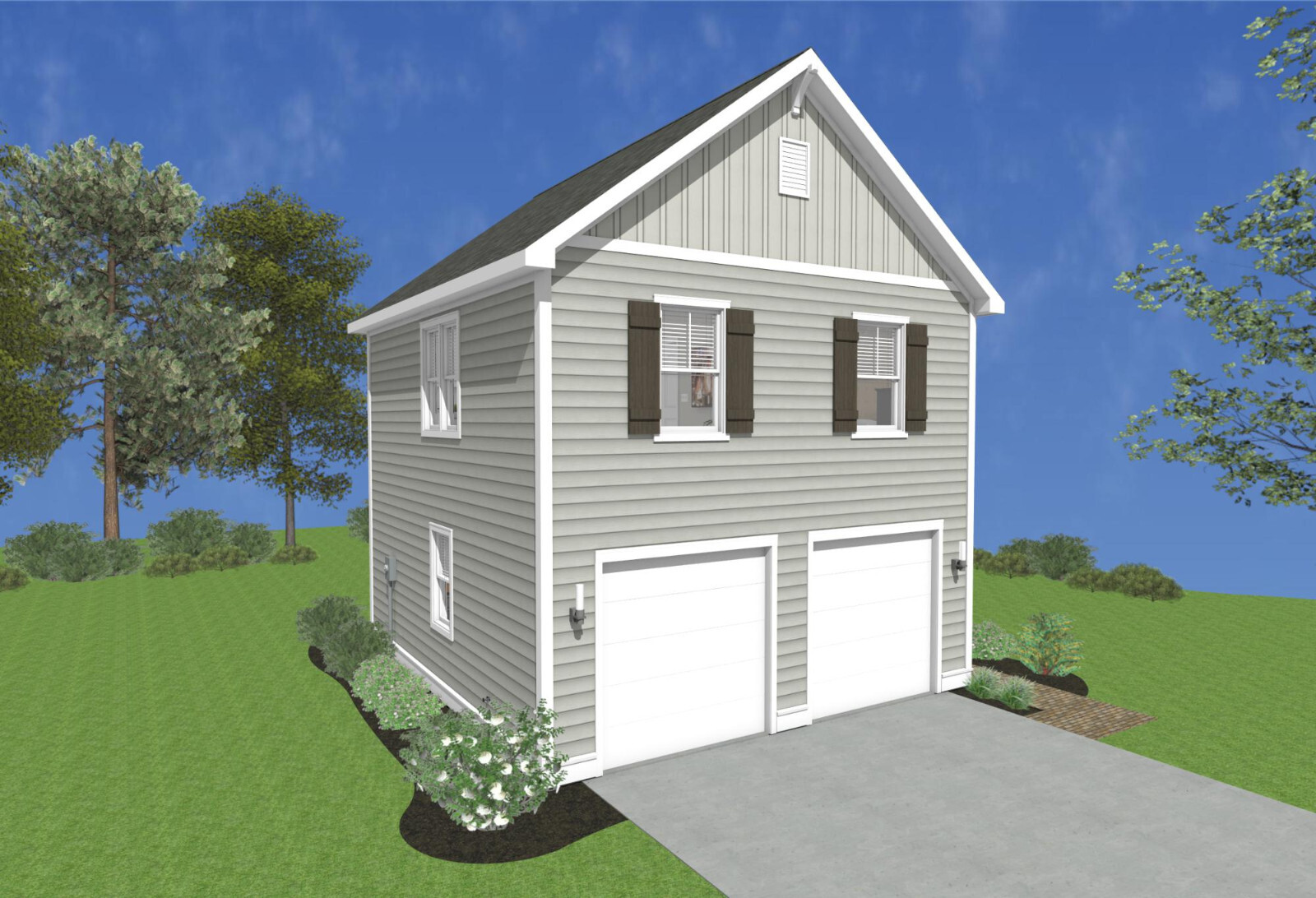 Garage Apartment (ADU) - 1 BR/1BA w/ Loft - Full House Plans, Blueprints #30010A