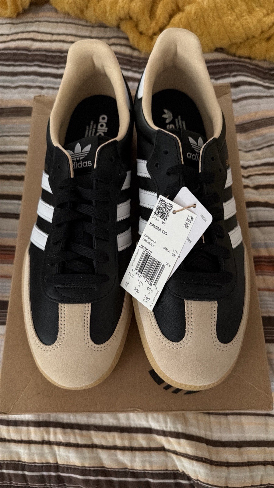 adidas Samba OG Men’s Core Black/Cloud White/Gum Leather Low Top JS3832