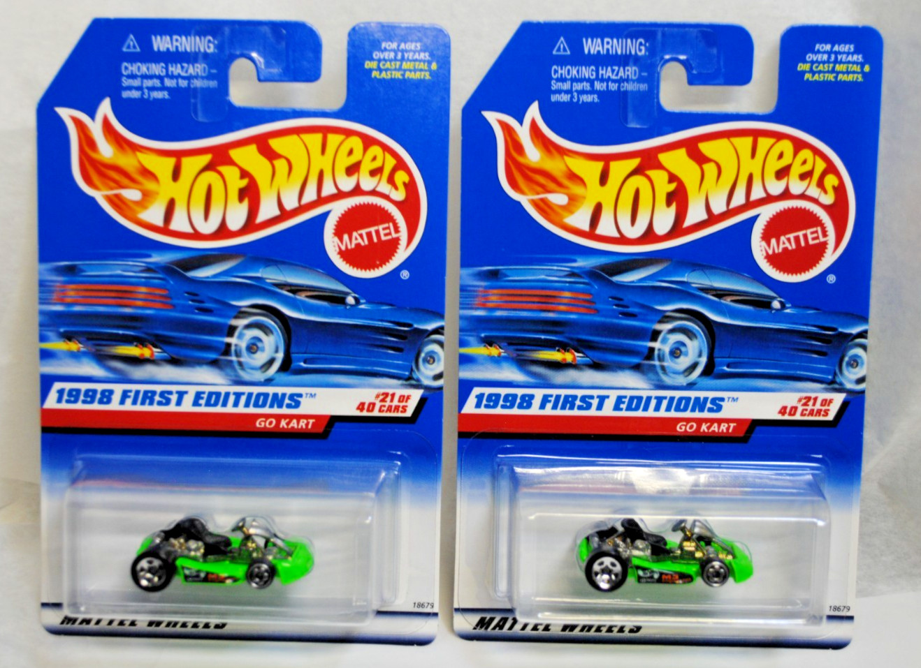 Hot Wheels 1998 First Editions 21 of 40 Go Kart Green LOT OF 2 Hot Wheels 1998 First Editions 21 of 40 Go Kart Green LOT OF 2