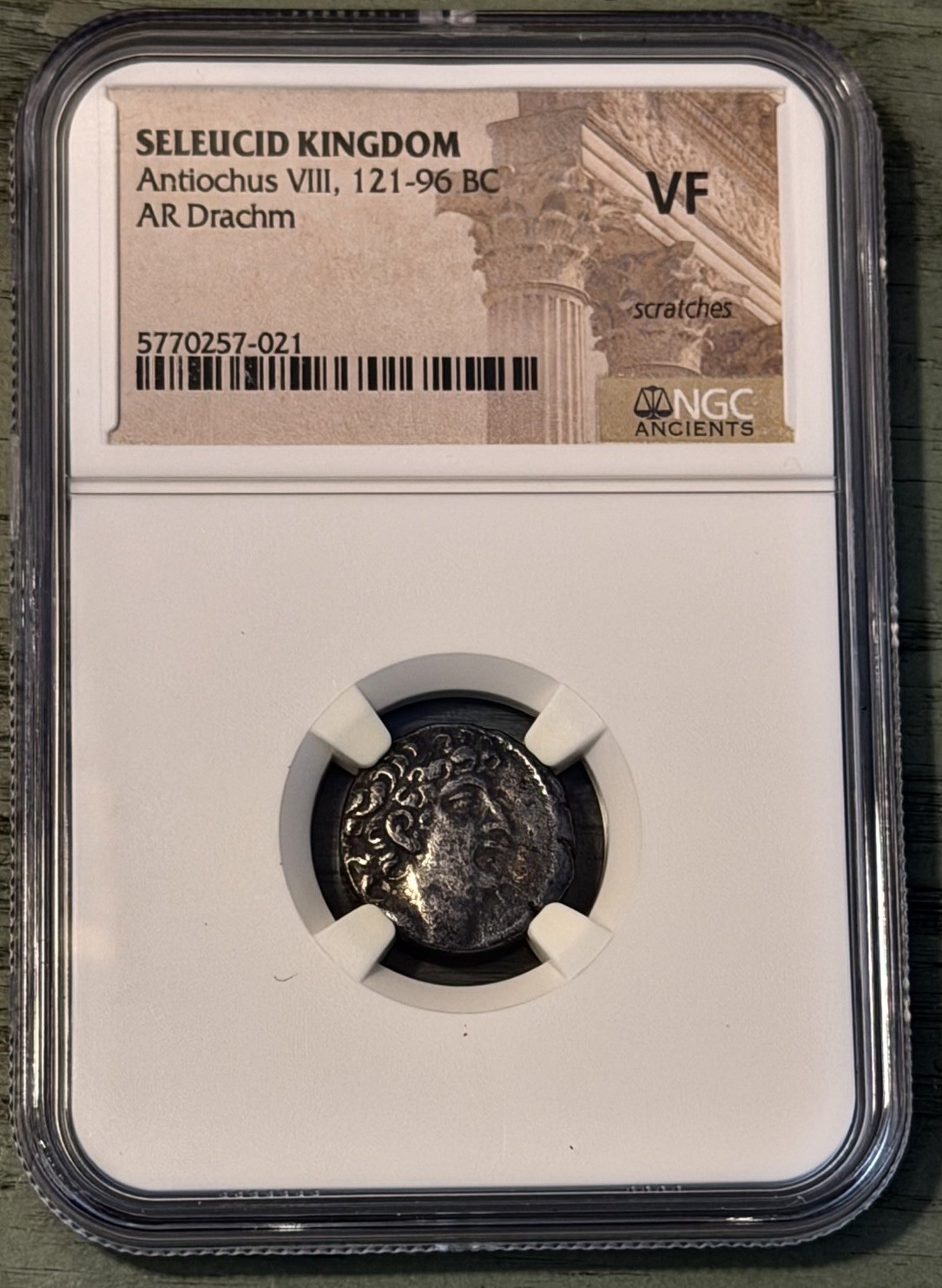 Seleucid Kingdom Antiochus VIII AR Drachm NGC VF 121-96 BC Tripod Seleucid Kingdom Antiochus VIII AR Drachm NGC VF 121-96 BC Tripod
