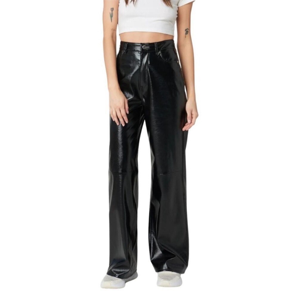New BLANKNYC Women\'s Franklin Leather High Rise Wide Leg Pants in Right On Time
