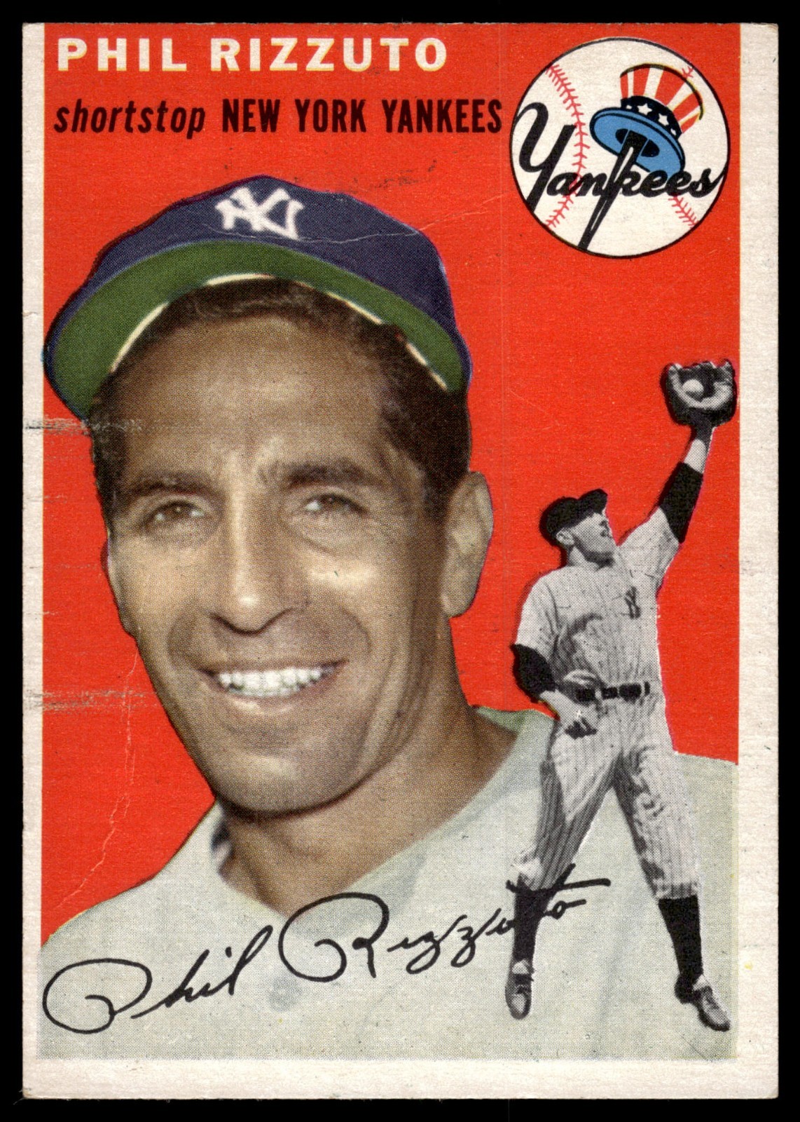 1954 Topps #17 Phil Rizzuto NY Yankees HOF Vintage Baseball Card-White Back 1954 Topps #17 Phil Rizzuto NY Yankees HOF Vintage Baseball Card-White Back
