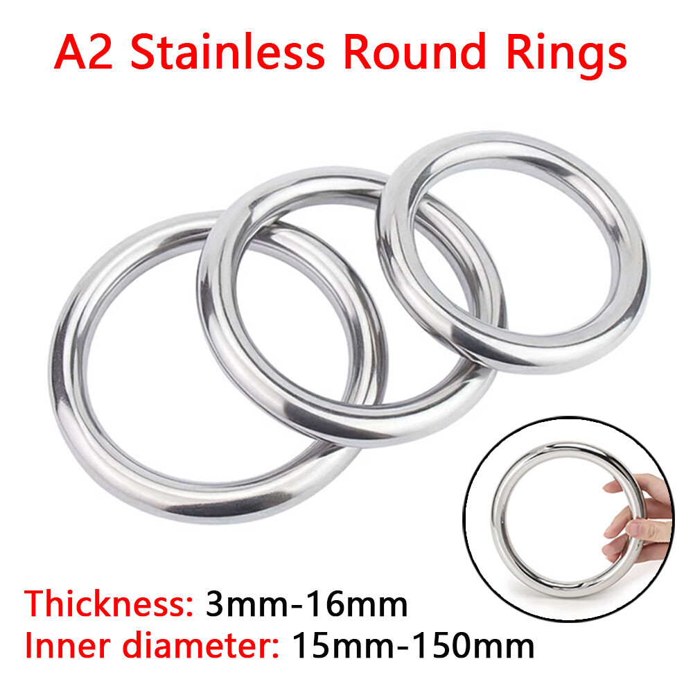 Metal O Ring Heavy Duty Solid Round Rings Welded Smooth A2 Stainless 15-150mm