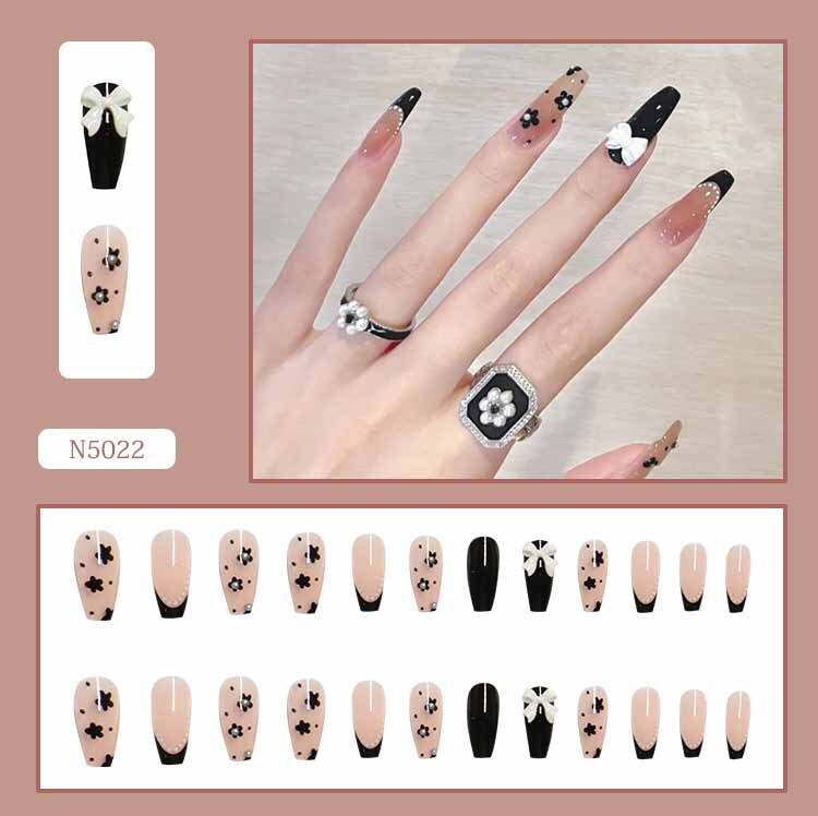 24 Pcs/ Box Long False Nails Full Cover Press on Fake Nails Fashion Nails