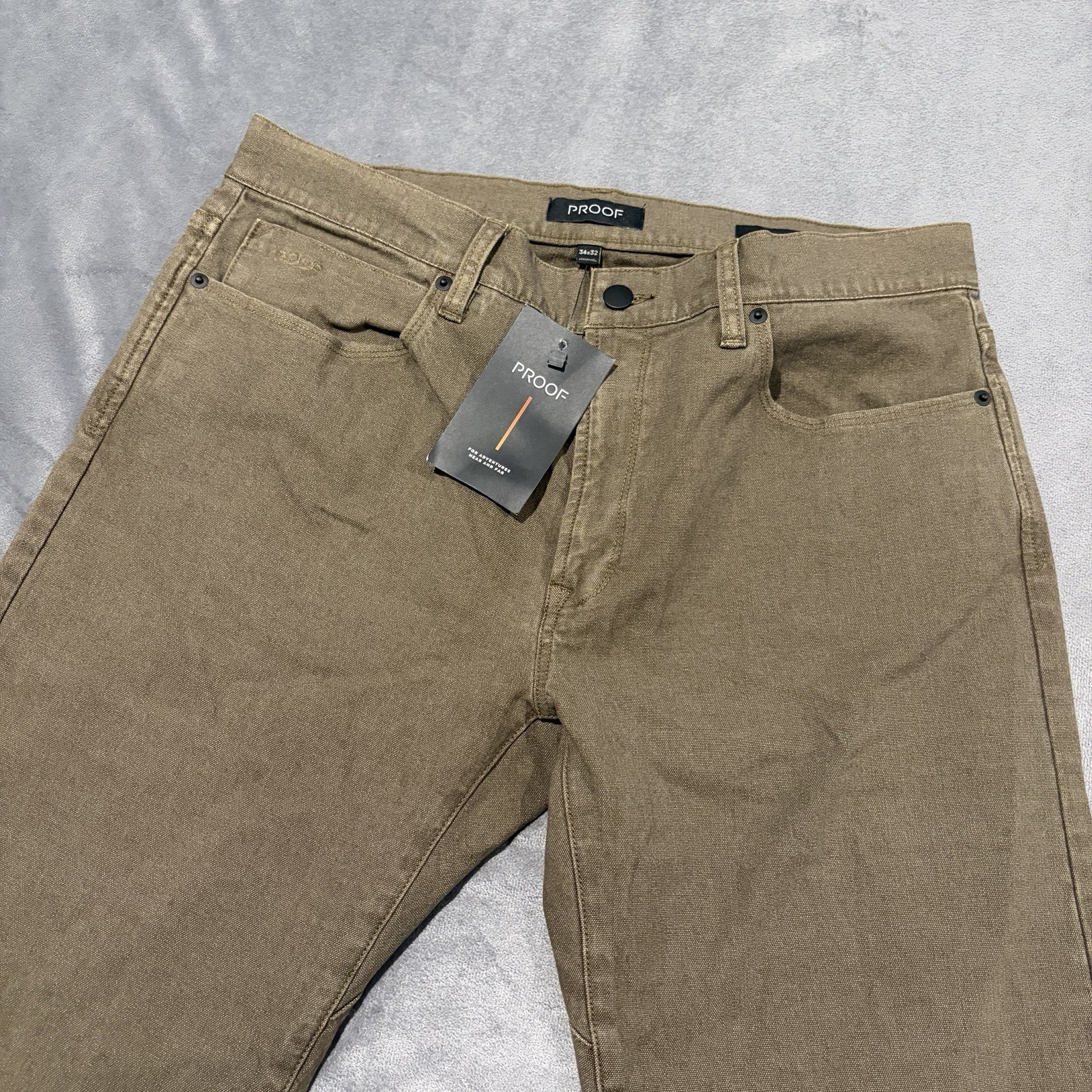 Proof Huckberry Pants Mens 34x32 Brown Canvas Chino Straight Fit