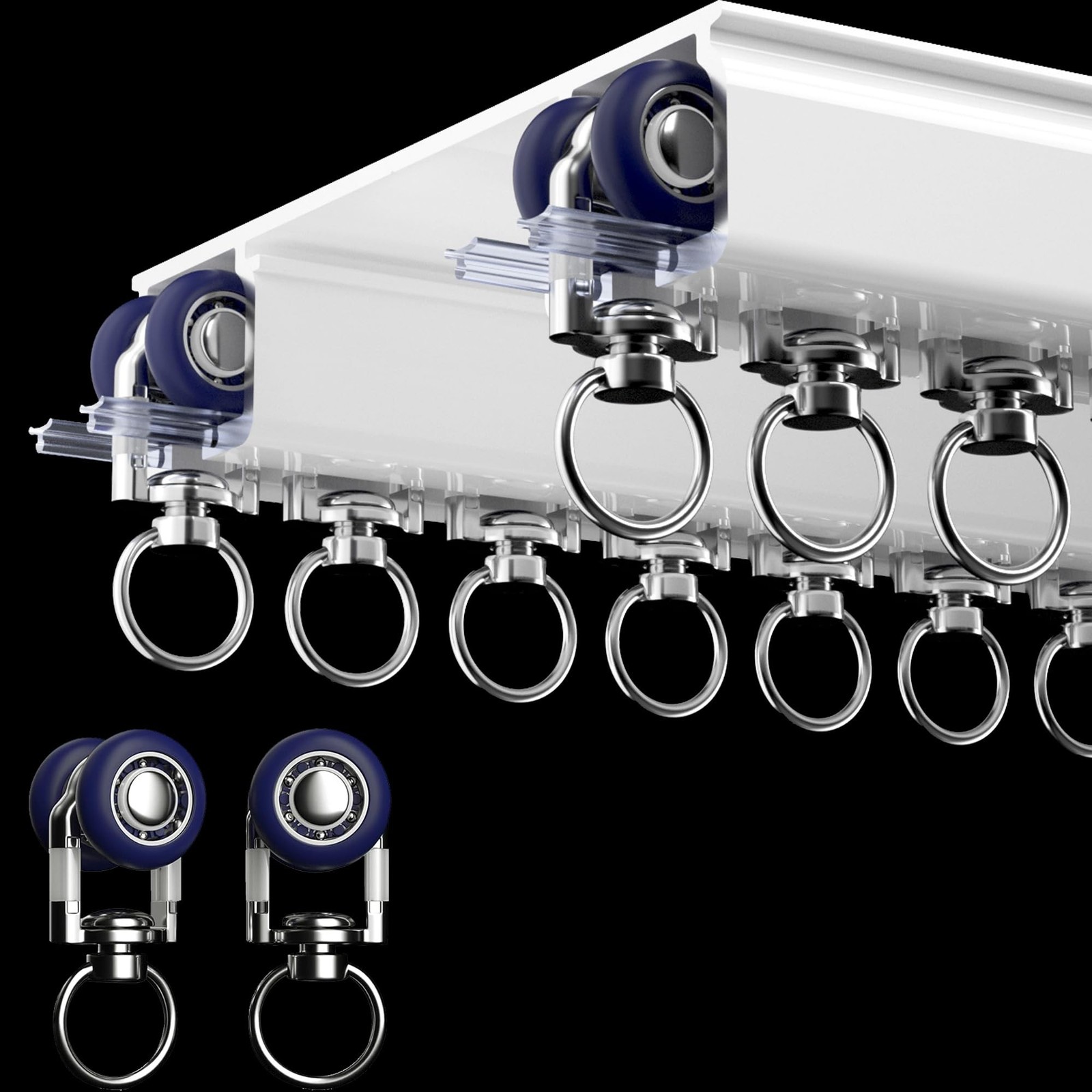 Ceiling Mounted Curtain Track System - Double Rails for Curtains & Drapes - R...