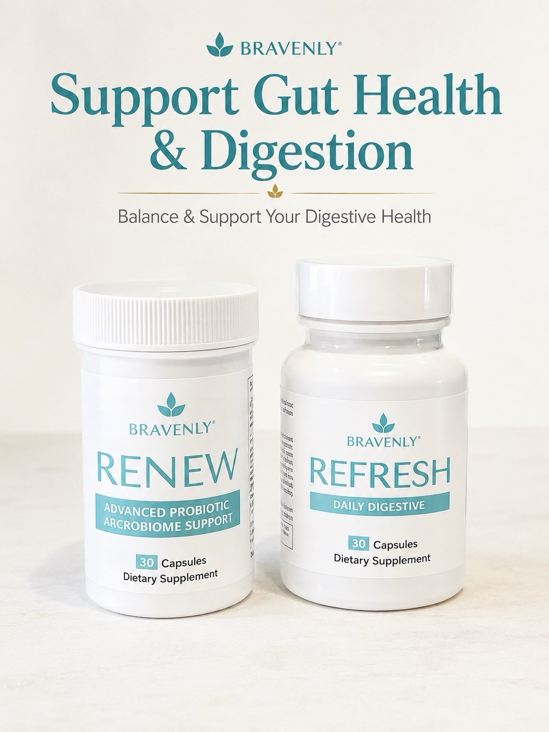 BRAVENLY GUT HARMONY DUO BUNDLE Renew and Refresh - NEW & FACTORY SEALED