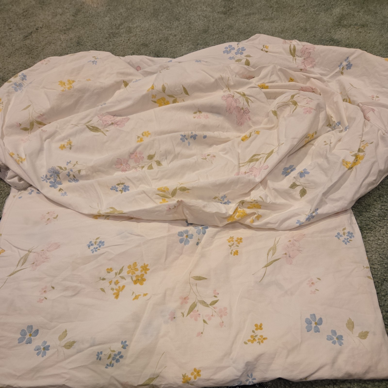 Vintage Wamsutta Lustercale Twin Sheet Set Flat Fitted Floral Pastel Retro