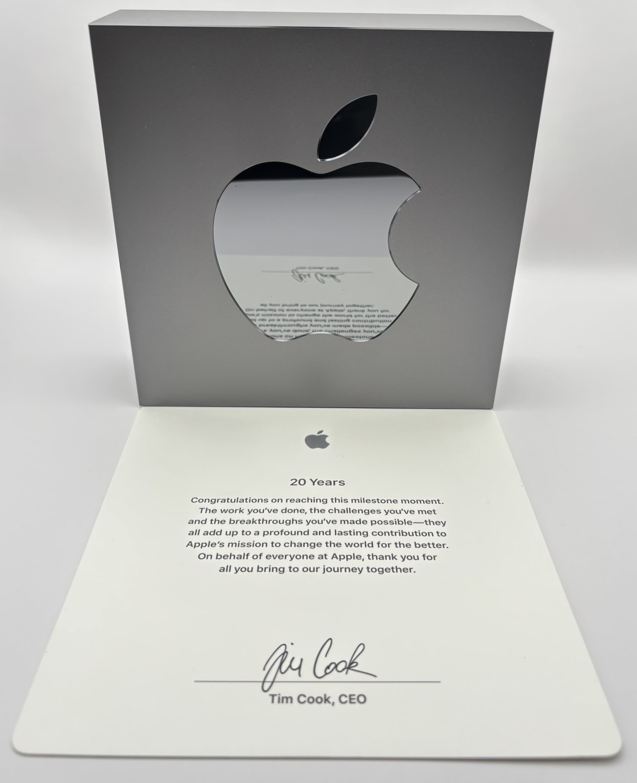 Rare Apple 20 Year Service Milestone Award | Space Gray Logo Rare Apple 20 Year Service Milestone Award | Space Gray Logo