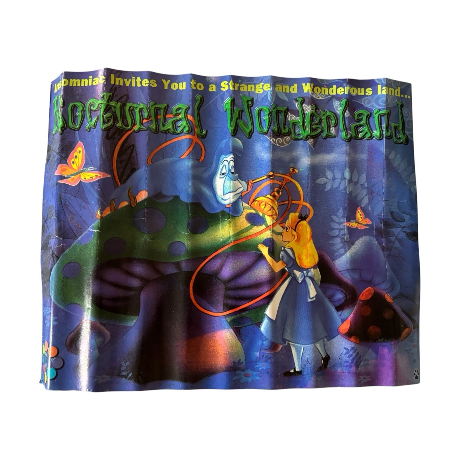 Vintage 1996 Nocturnal Wonderland Rave Flyer Insomniac Alice in Wonderland 90s