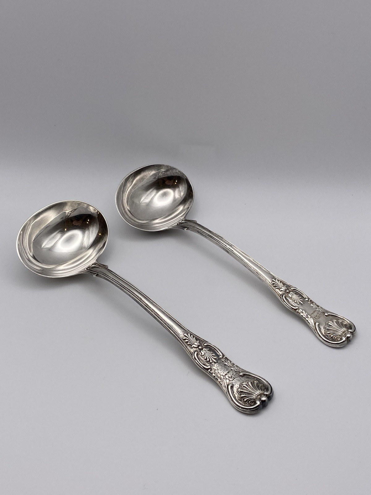 Opulent 1824 Pair of English Sterling Silver Ladles w/Crest and No Monogram