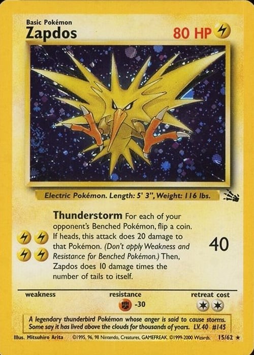 Pokemon Zapdos (15/65) Fossil HP HOLO- Cosmos