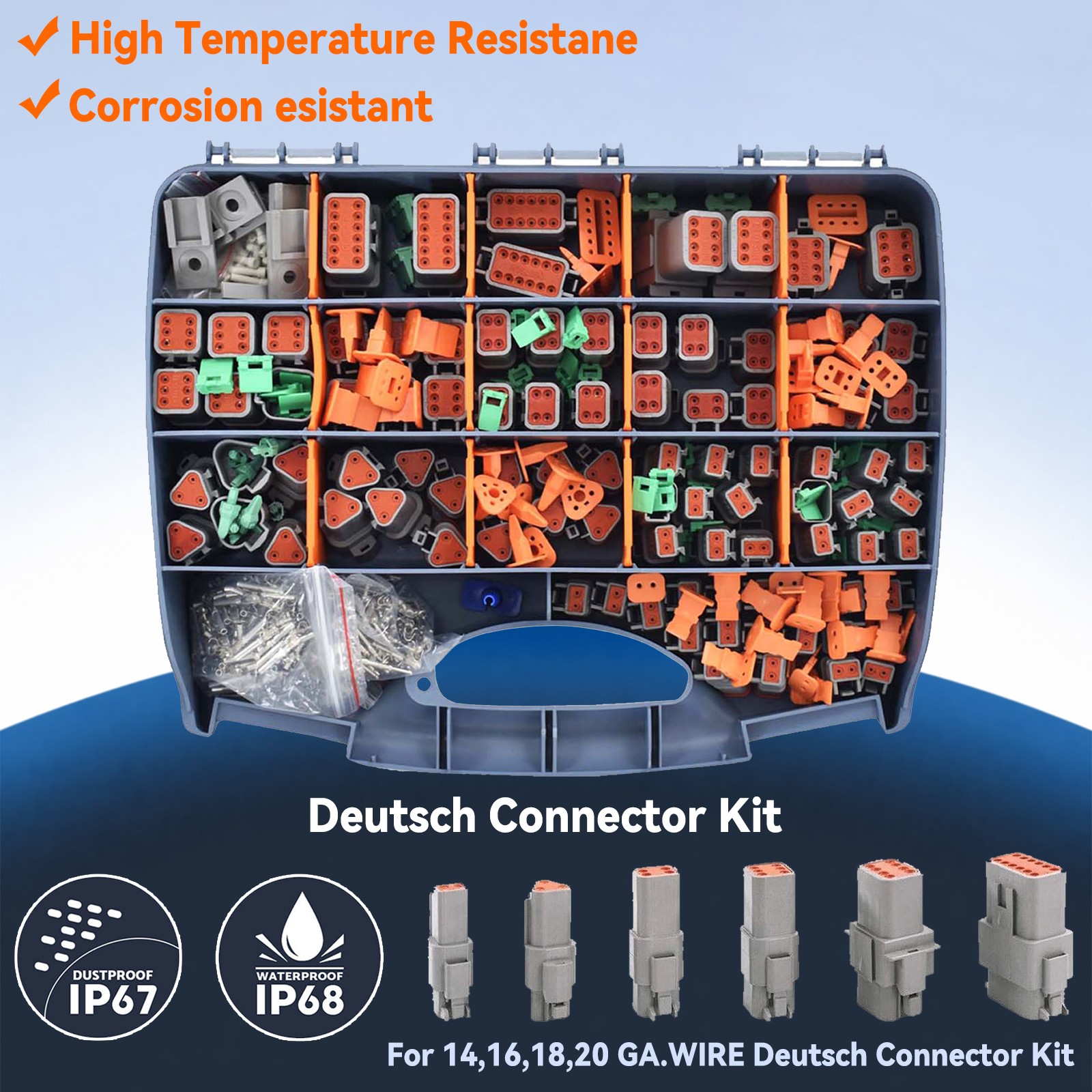 1750PCS Genuine Deutsch Connector Kit Stamped Contacts For 14/16/18/20 GA.WIRE 1750PCS Genuine Deutsch Connector Kit Stamped Contacts For 14/16/18/20 GA.WIRE
