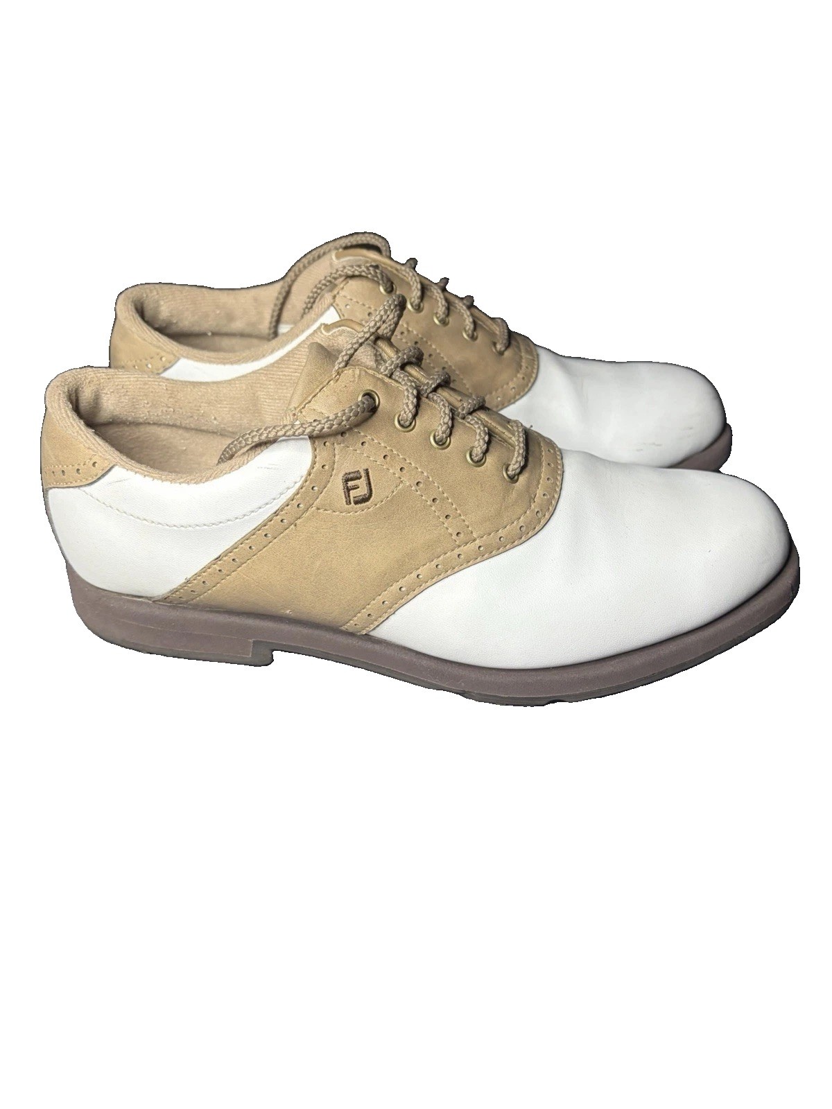 Footjoy Green joy Saddle Golf Shoes Size 7.5 Men’s White Tan 48727 Footjoy Green joy Saddle Golf Shoes Size 7.5 Men’s White Tan 48727
