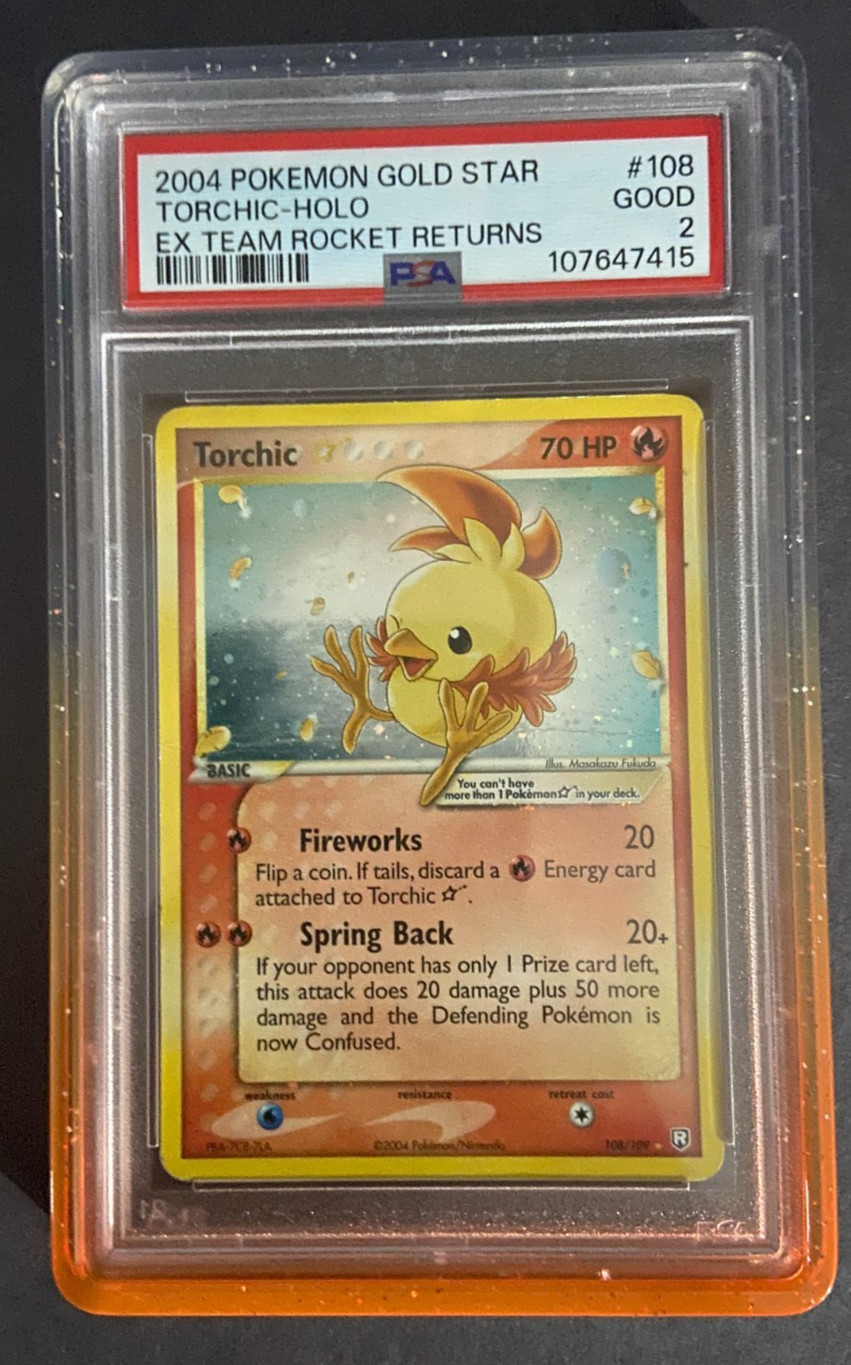 2004 Pokemon Torchic Gold Star EX Team Rocket Returns #108 PSA 2 Holo Low Pop