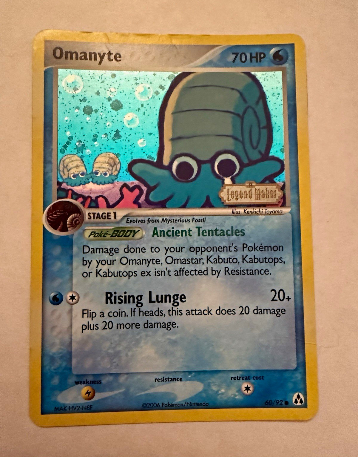 The Pokémon Company Omanyte 60/92 EX Legend Maker Reverse Holo English 70 HP The Pokémon Company Omanyte 60/92 EX Legend Maker Reverse Holo English 70 HP