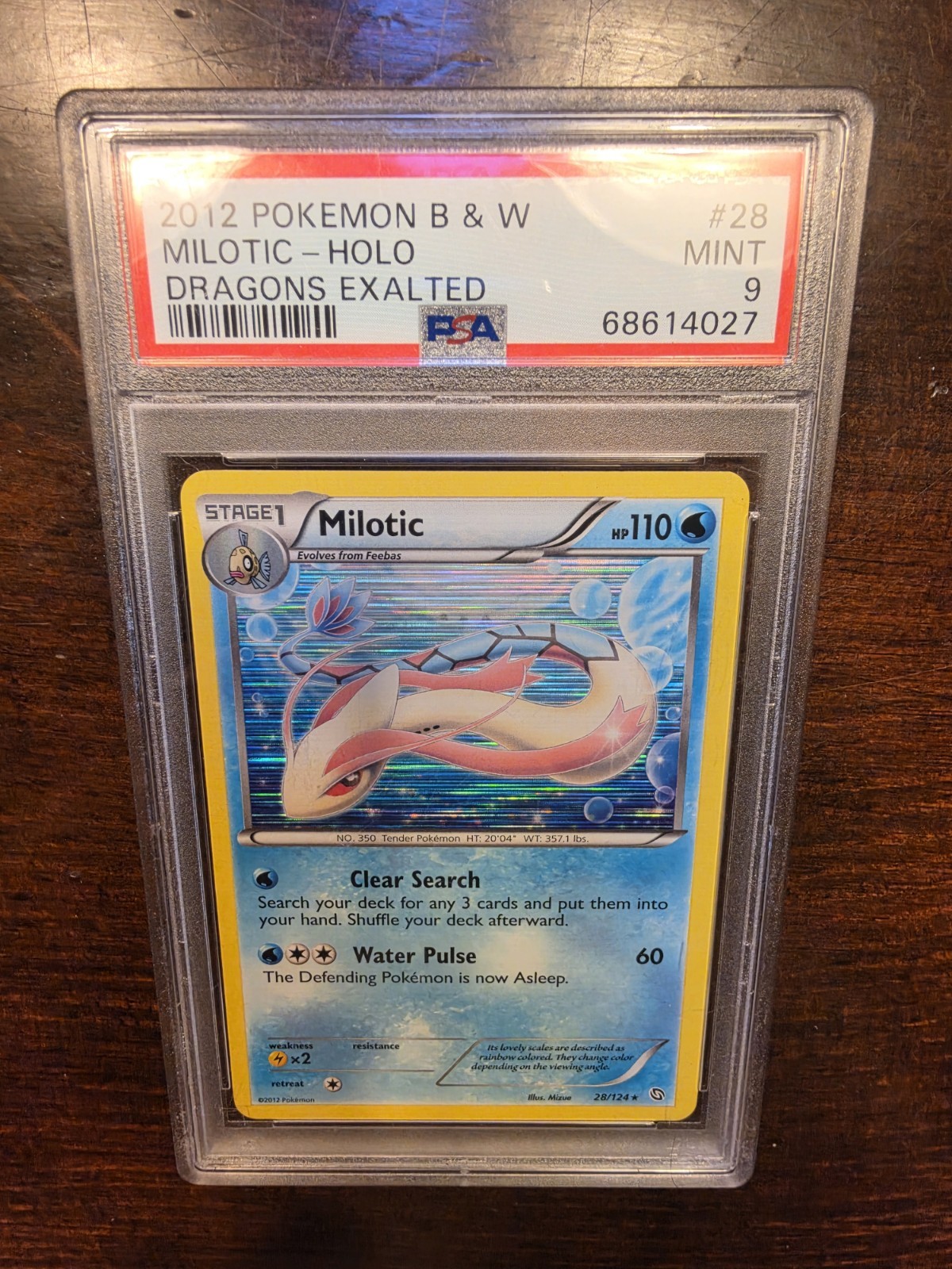 2012 POKEMON BLACK & WHITE DRAGONS EXALTED #28 MILOTIC-HOLO PSA 9