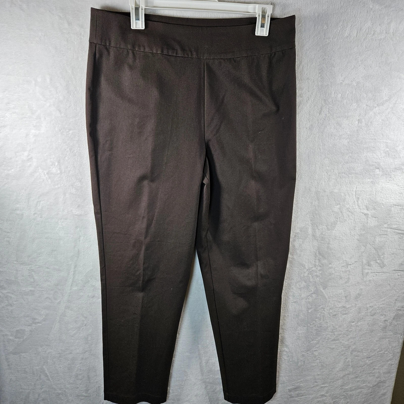 Chico\'s Slim Leg Trouser Pants Dark Brown Cotton Blend Pull-On Women\'s Size 14
