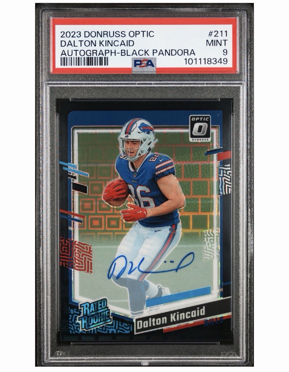2023 Panini Donruss Dalton Kincaid Rated Rookie Black Pandora #211 PSA 9 2023 Panini Donruss Dalton Kincaid Rated Rookie Black Pandora #211 PSA 9