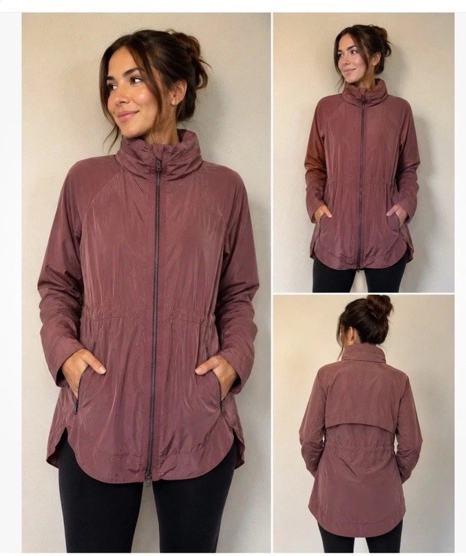 Athleta Drip Drop Jacket, Size Lg,, Color Rose, Excellent Condition