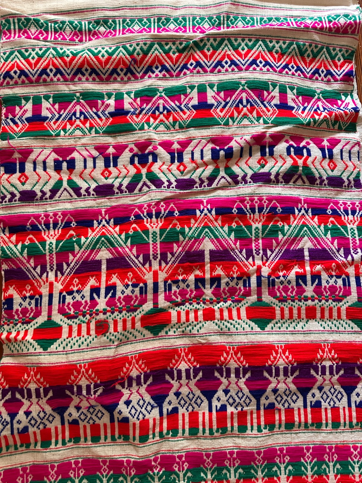 Southeast Asian Thai Woven Linen Shawl, Thailand, Vintage Southeast Asian Thai Woven Linen Shawl, Thailand, Vintage