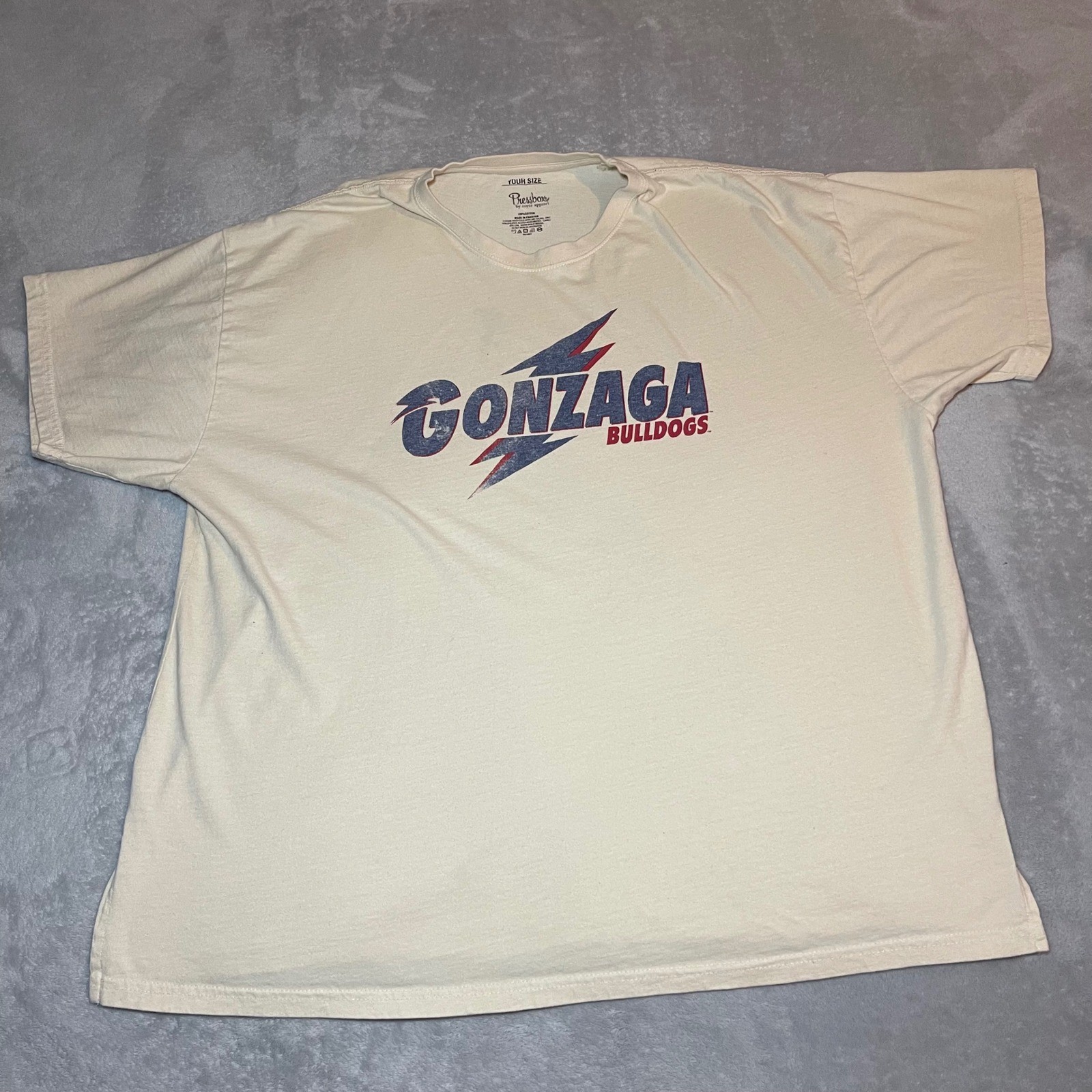 Gonzaga Bulldogs T-Shirt Mens 2XL Cream Pressbox Oversized Cotton Graphic Tee
