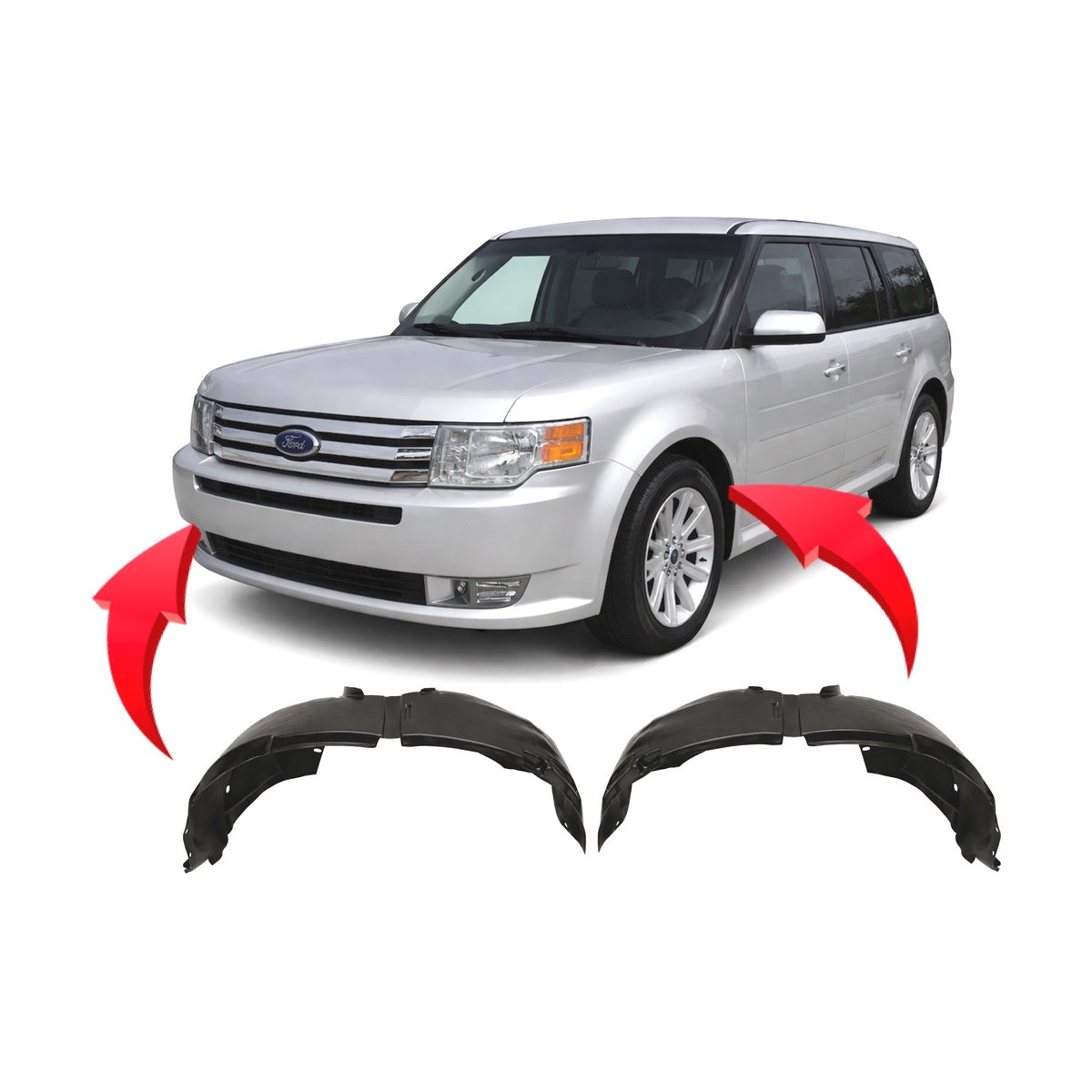 2009-2019 Ford Flex Set of 2 Fender Liners FO1248139 FO1249139 8A8Z16103A