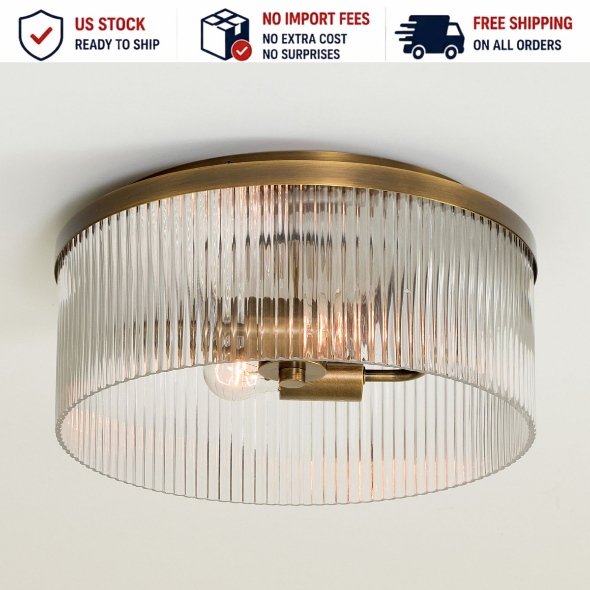 Pottery Barn Cooper Ribbed Glass Flush Mount 14\ Pottery Barn Cooper Ribbed Glass Flush Mount 14\